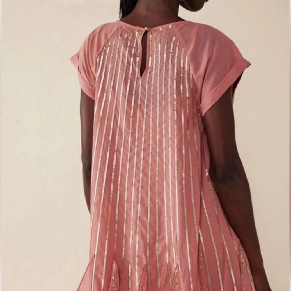 NWT! Free People mint julep pink sequin flowy minidress S